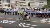 【ピースサイクリング　第３弾　京都→東京】豊橋の桜丘高校に到着。みなさんに温かくむかえていただきました！