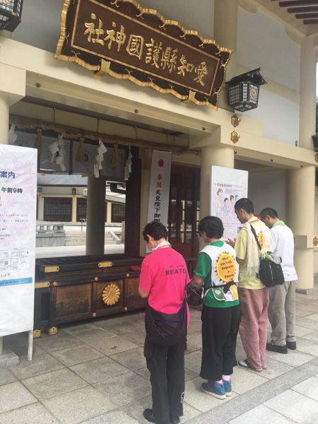 ピースサイクリング＆アースキャラバン名古屋愛知護国神社（名古屋市中区）を訪問